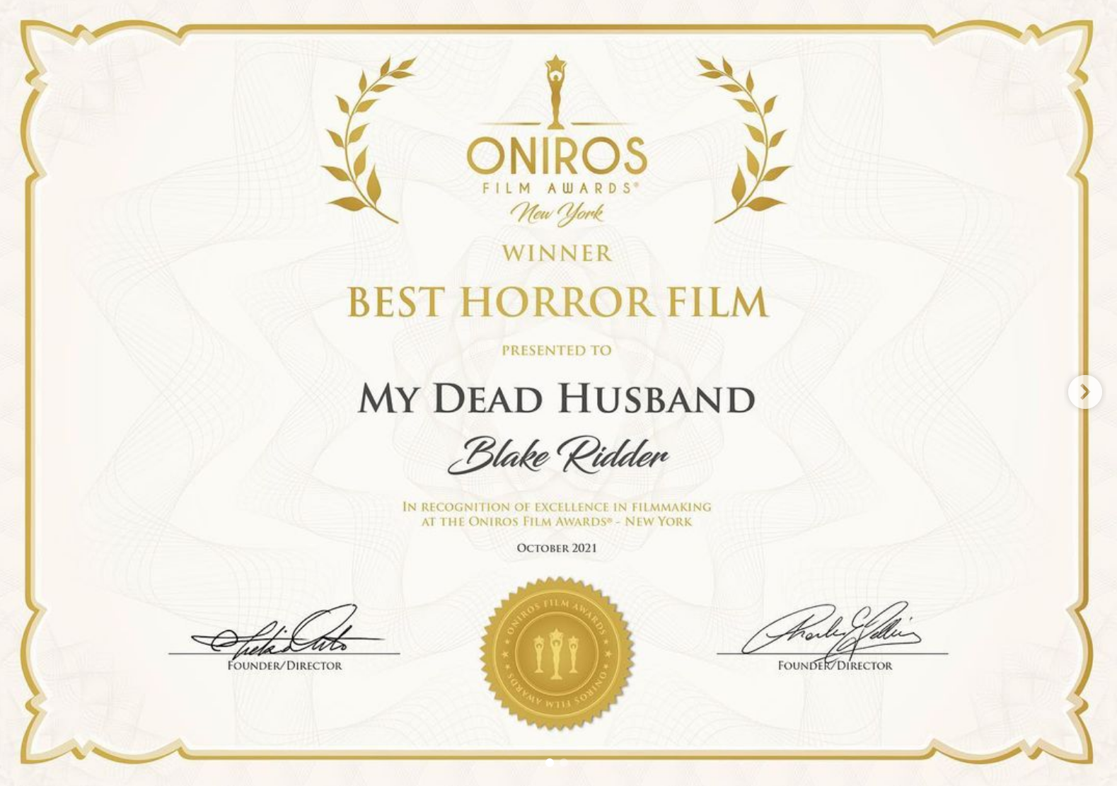 MY DEAD HUSBAND wins BEST HORROR FILM award