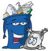 blue can with recyclables