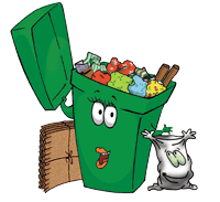 green recycling bin with gift wrap