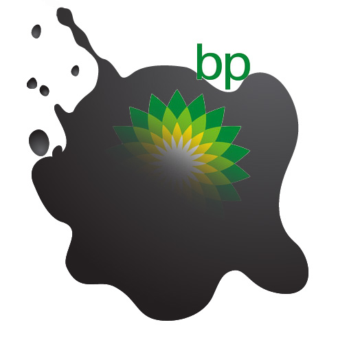 BP logo covered by oil slick