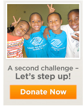 A second challenge -- Let's step up! Donate now.
