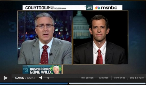 Screen capture of Public Citizen President Robert Weissman's appearance on 'Countdown With Keith Olbermann'