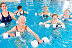 photo of women exercising in swimming pool