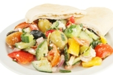 Greek salad and pita bread