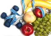 Hand weights and fruits