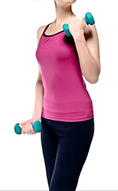 Middle age woman working out.