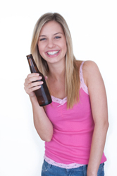 A young girl drinks