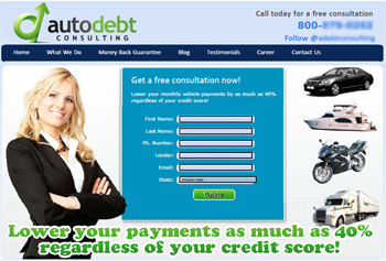 The Auto Debt Consulting website offered a free consultation and to