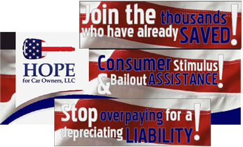 Promotional slogans used by Hope for Car Owners included