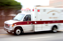 Photo of a speeding ambulance.